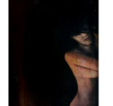 Canvas Painting OfÂ Nude Lady in Multicolor Background
