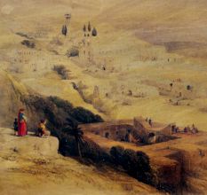 Village Landscape Painting On Canvas Long Shot View