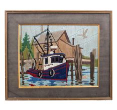 FramedÂ Embroidery Pattern Wall Art Sailor Ship Design