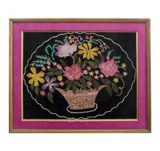 Oil Painting Of Colorful Flowers in a Decorative Vase