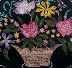 Oil Painting Of Colorful Flowers in a Decorative Vase