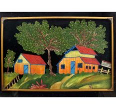 Oil Painting Of Country House In Forest