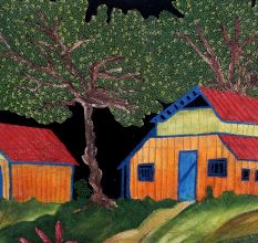 Oil Painting Of Country House In Forest