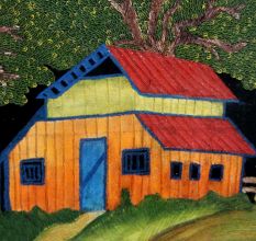 Oil Painting Of Country House In Forest