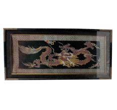 Framed Embroidered Chinese Dragon Art