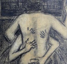 Framed Paper Charcoal Painting Of The Grudge