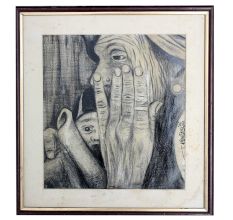 Pencil Painting Of Old Woman Portrait Wrinkled Hands