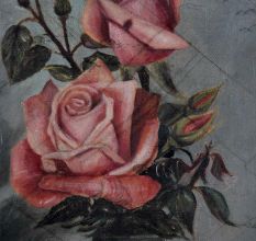 Oil Painting Of Pink RosesÂ On Canvas