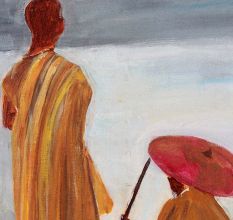 Canvas Painting Of Two Buddhist Monk