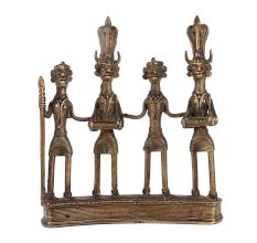 Brass Figurines Of Tribal Musical Band From Dhokra
