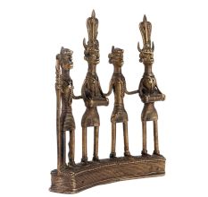 Brass Figurines Of Tribal Musical Band From Dhokra