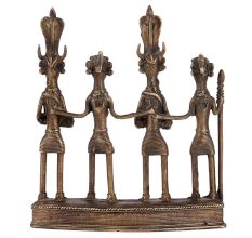 Brass Figurines Of Tribal Musical Band From Dhokra