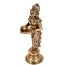 Deep Lakshmi Statue in Brass Holding Diya