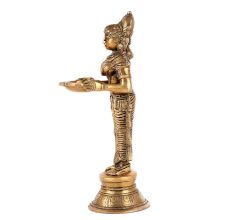 Deep Lakshmi Statue in Brass Holding Diya