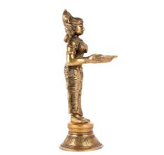 Deep Lakshmi Statue in Brass Holding Diya