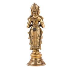 Deep Lakshmi Statue in Brass Holding Diya