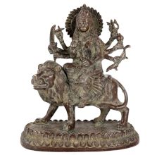 Brass Mata Sherawali Or Ma Durga Statue