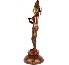 Brass Statue Of Godess Parvati In Brown Finish