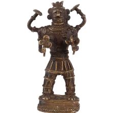Brass Tribal Musician Statue