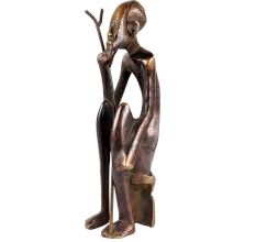 African Brass Tribal Statue Of  Old man With Stick