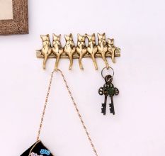 Brass Cat Wall Key Holder