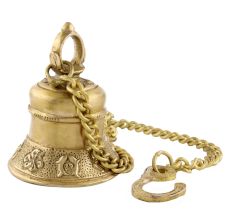 Brass Temple Bell With Long Chain