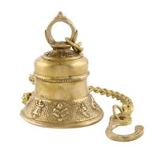 Brass Temple Bell With Long Chain