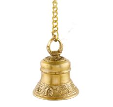 Brass Temple Bell With Long Chain