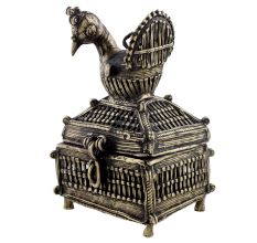 Brass Dhokra Jewelry Trinket Box Duck Statue