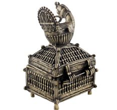 Brass Dhokra Jewelry Trinket Box Duck Statue