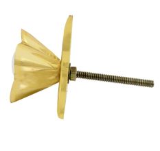 Golden Iron Cream Ceramic Bloom Cabinet Knobs