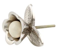 Silver Iron Cream Ceramic Bloom Cabinet Knobs