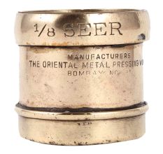 Brass 1/8 Measuring Cup with Heavy Patina