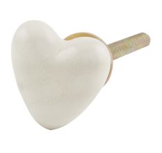 Cream Tiny Heart Ceramic Cabinet Knobs