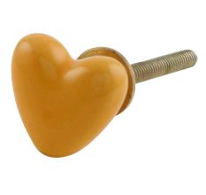 Mustard Tiny Heart Ceramic Cabinet Knobs