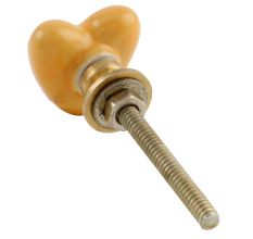 Mustard Tiny Heart Ceramic Cabinet Knobs