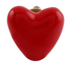 Red Tiny Heart Ceramic Cabinet Knobs