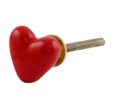 Red Tiny Heart Ceramic Cabinet Knobs