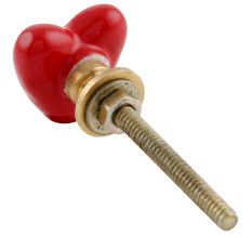 Red Tiny Heart Ceramic Cabinet Knobs