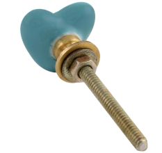 Sea Green Tiny Heart Ceramic Cabinet Knobs