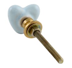 Sky Blue Tiny Heart Ceramic Cabinet Knobs 