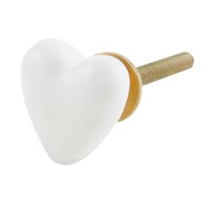 White Tiny Heart Ceramic Cabinet Knobs