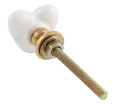 White Tiny Heart Ceramic Cabinet Knobs