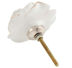 White Golden Rose Ceramic Cabinet Knobs