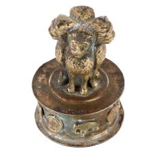 Brass Ashoka Pillar Four Lions Indian Emblem Paper Weight