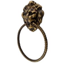 Lion Brass Door Knocker With Rope Ring