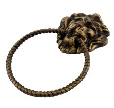 Lion Brass Door Knocker With Rope Ring