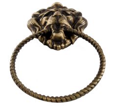 Lion Brass Door Knocker With Rope Ring