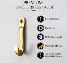 J Single Brass Hook In Golden Finish