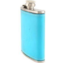 JB Blue Hip Flask In Leather Cover